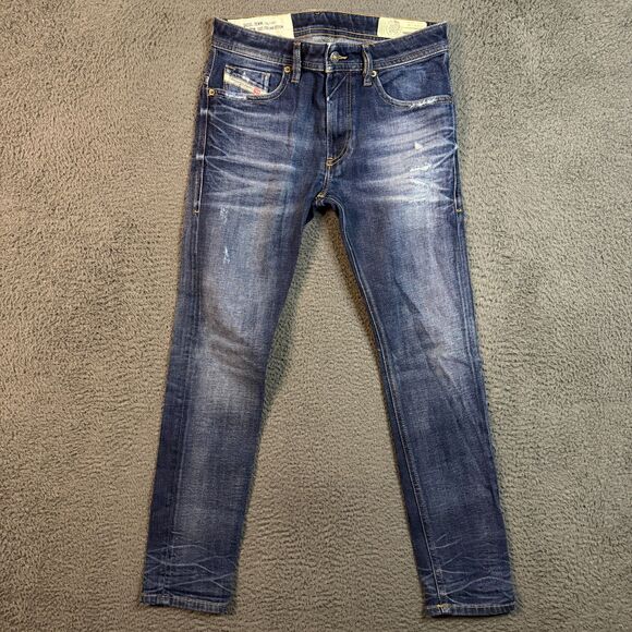 Diesel Jeans Mens 29x30 Blue Thommer X Slim Skinny Fit Dark Wash Stretch Denim - Picture 1 of 16